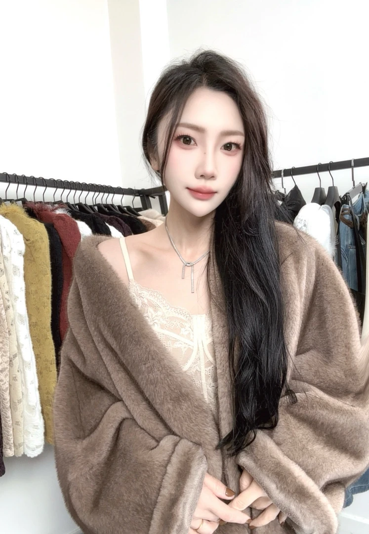 女装防风时尚大码长袖外套气质冬季慵懒风皮毛一体长外套