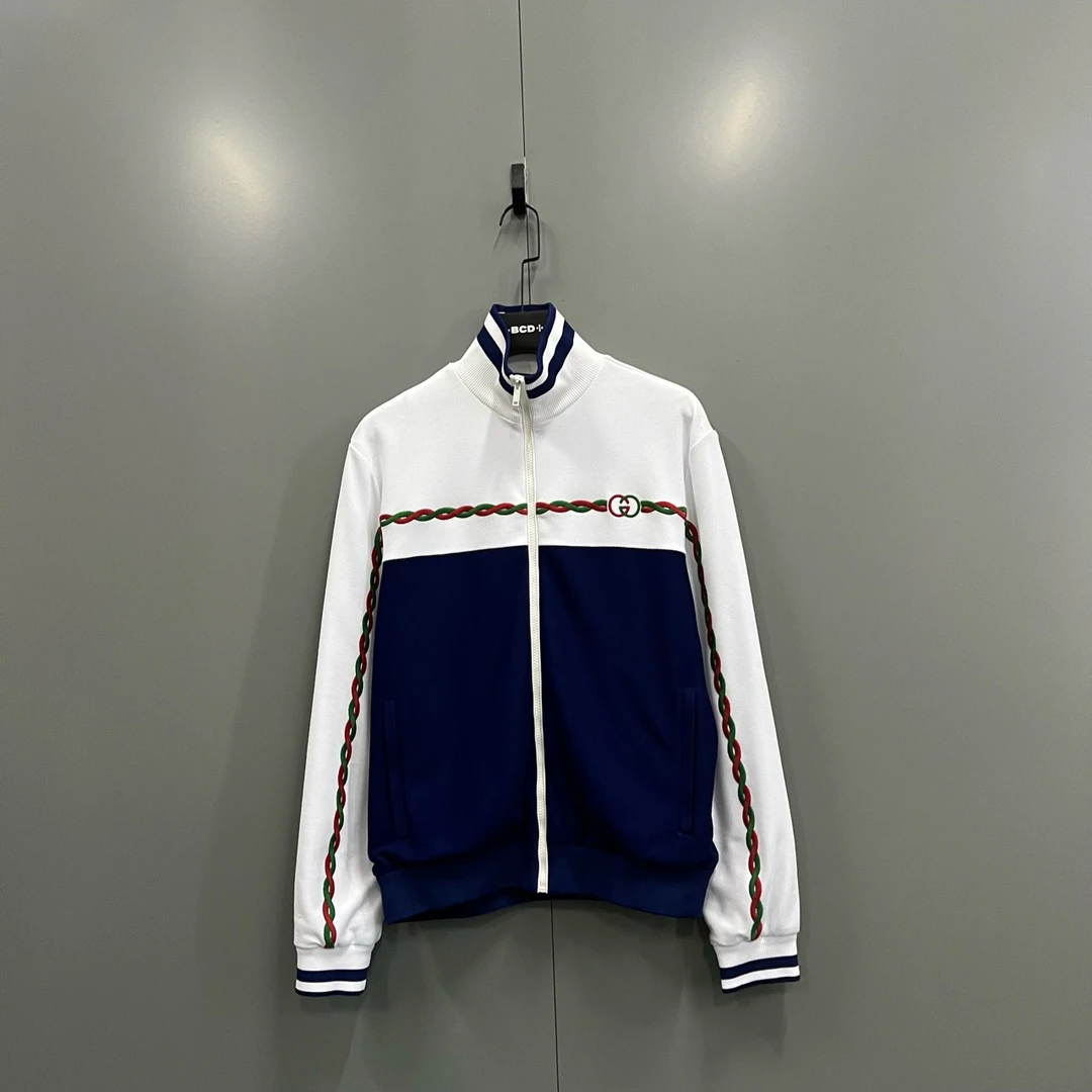 99新 GUCCI/古驰 (ll) 拼色织带logo运动外套 XS码/205354