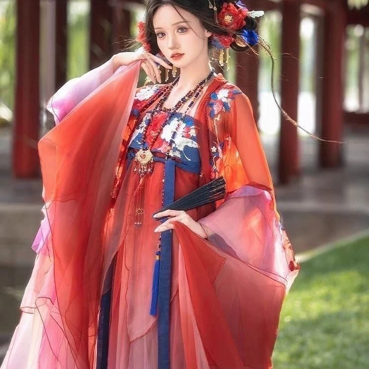 石榴花花神原创十二诃子系列重工齐胸刺绣唐制古风大袖汉服春夏