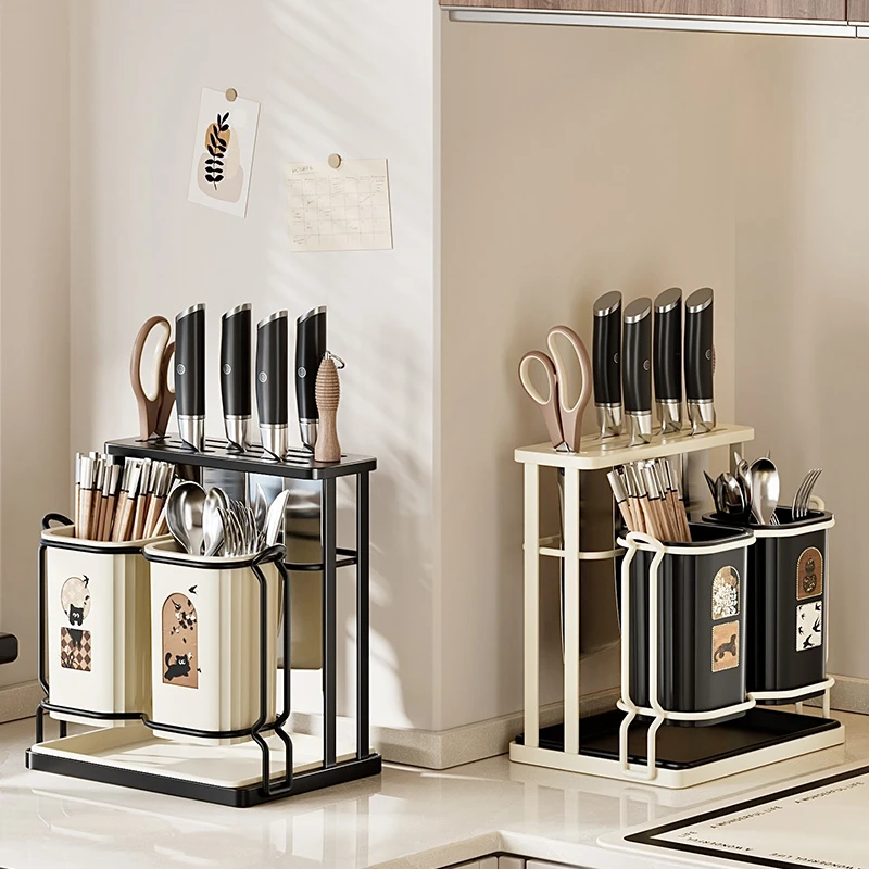 厨房台面壁挂防霉筷子筒餐具刀具厨具刀架一体置物架筷子笼收纳架