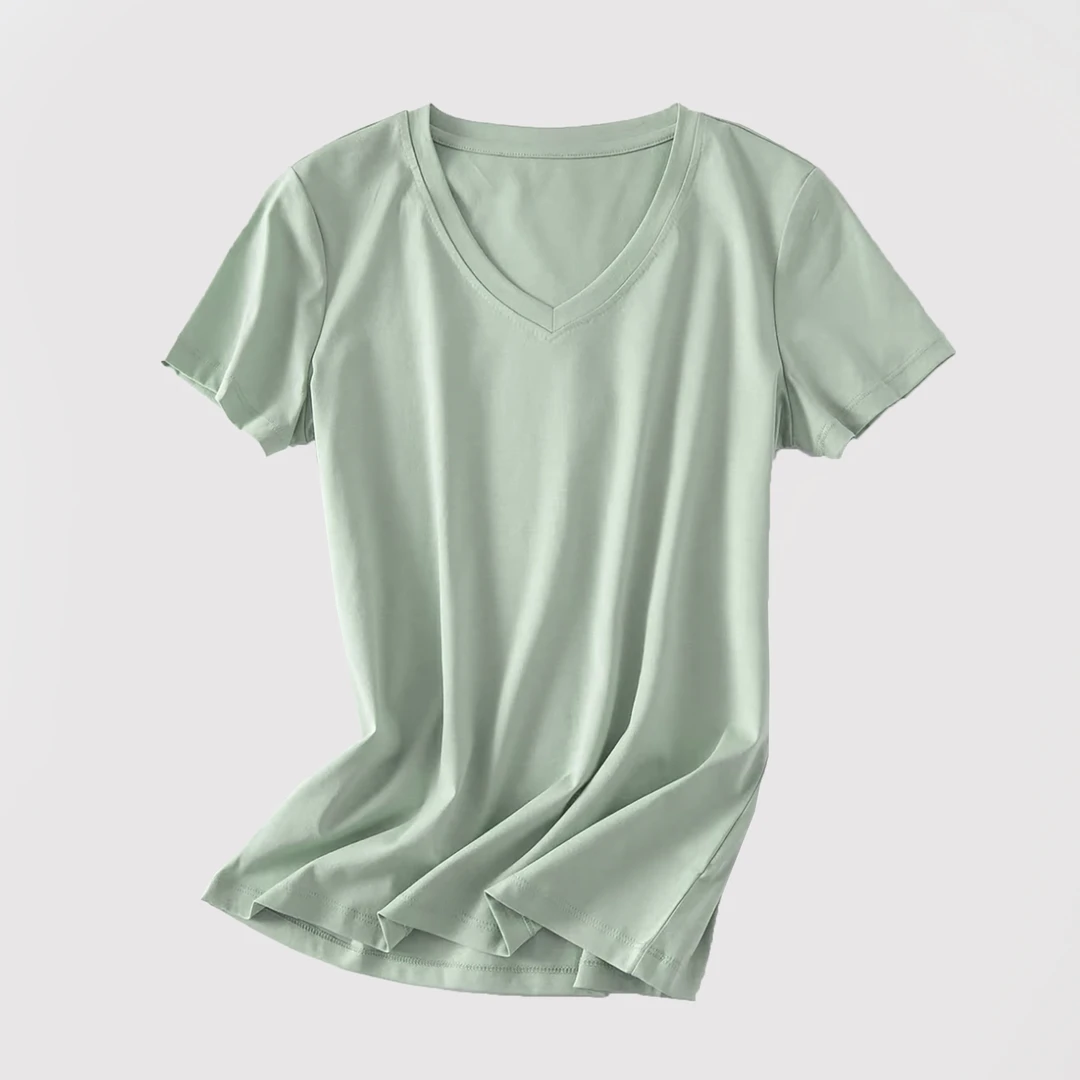 夏季新品！V领纯色柔软亲肤短袖T恤F778