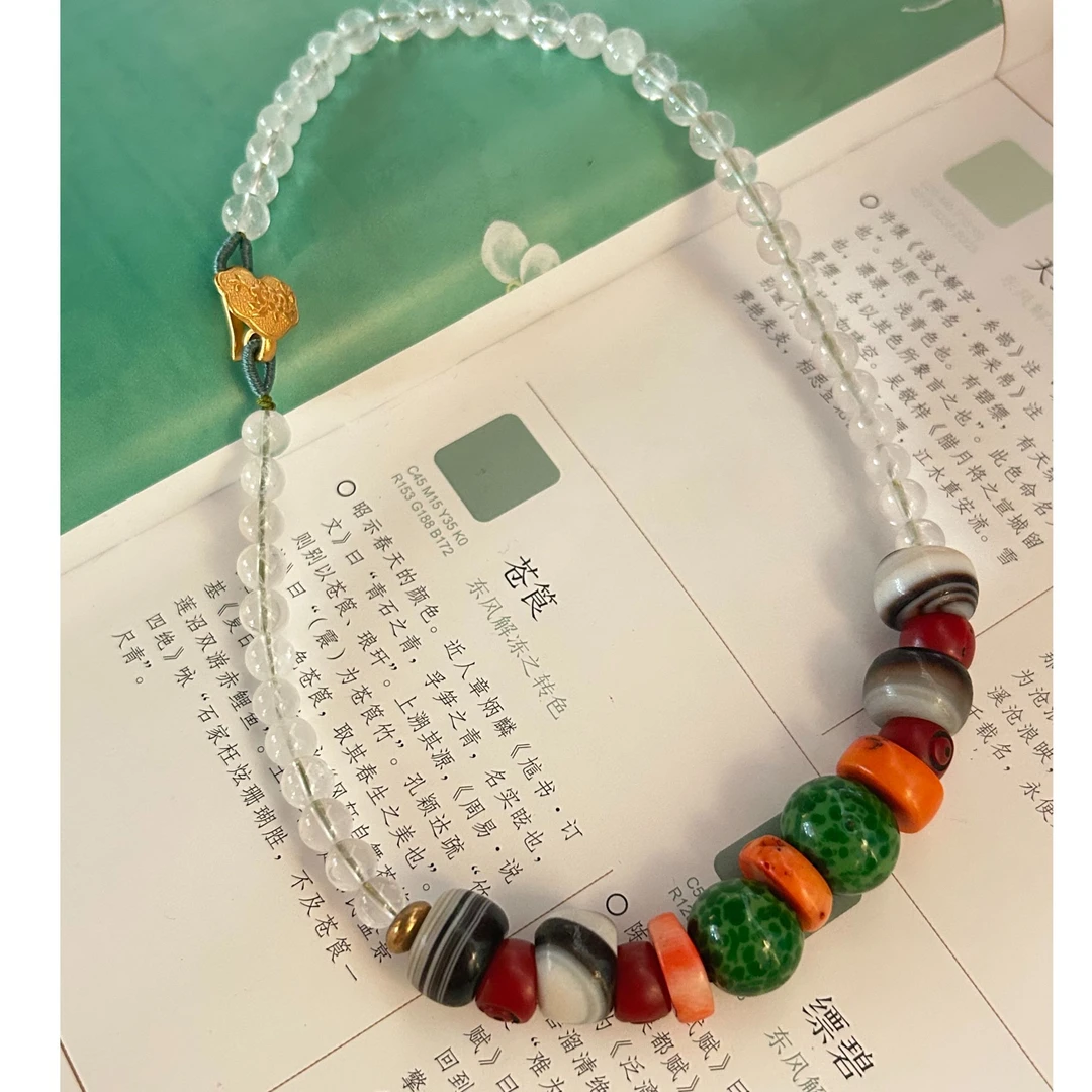 非金属仿水晶项链 结善缘  老琉璃水晶精致百搭项链