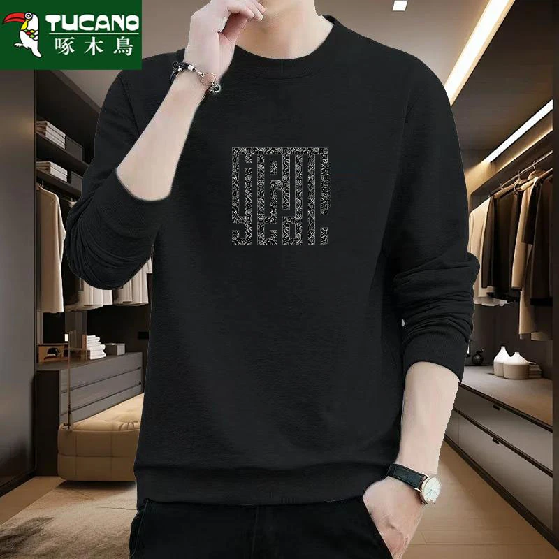 啄木鳥2025秋季新款圆领男士卫衣套头宽松潮牌休闲男装外套男上衣