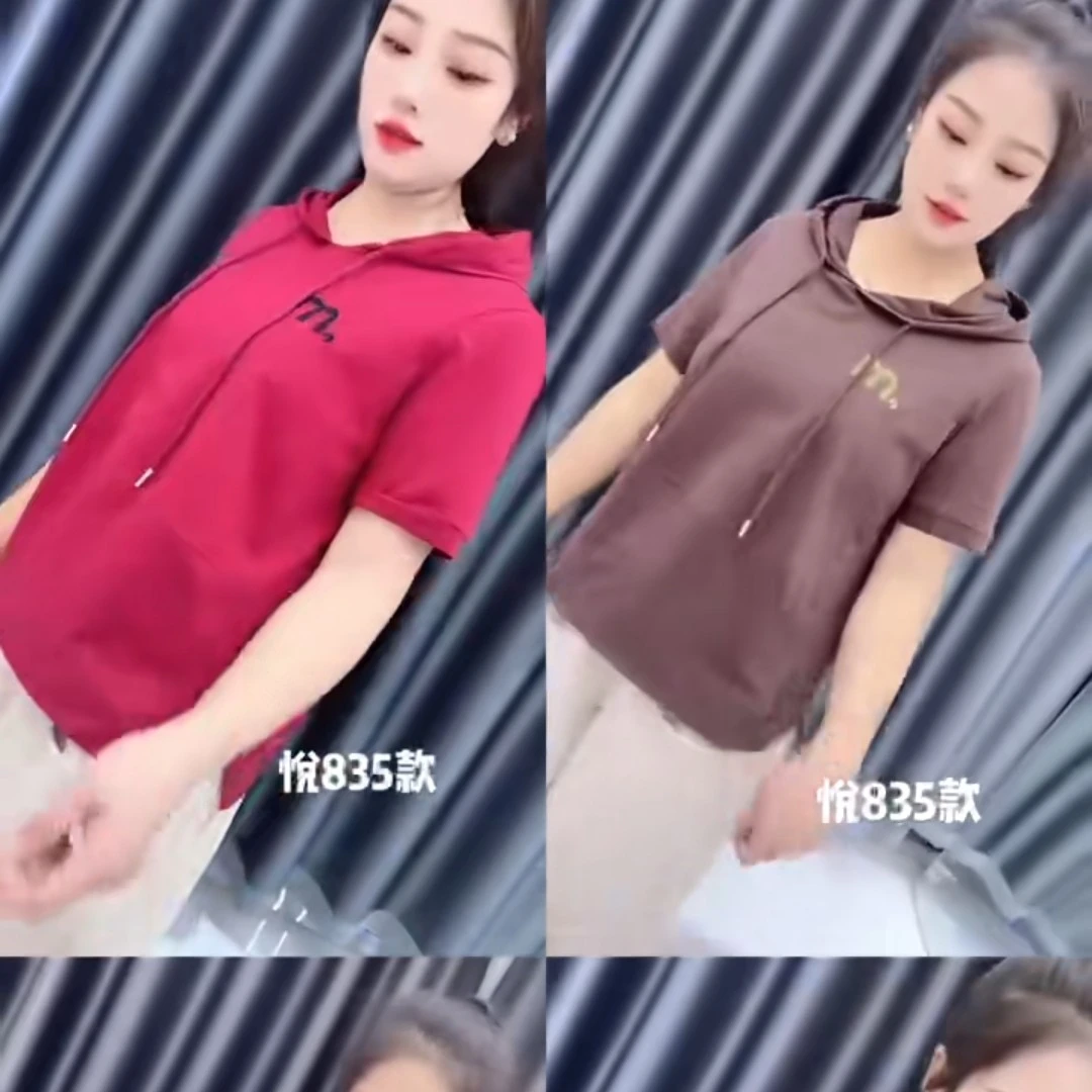 字母刺绣夏季新品宽松显瘦休闲百搭显瘦套头连帽T恤