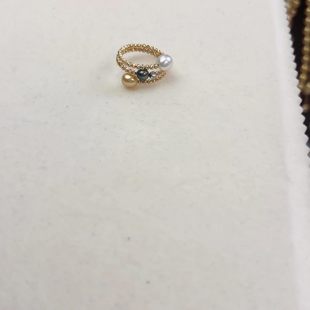 18K金镶嵌戒指海水珍珠keshi