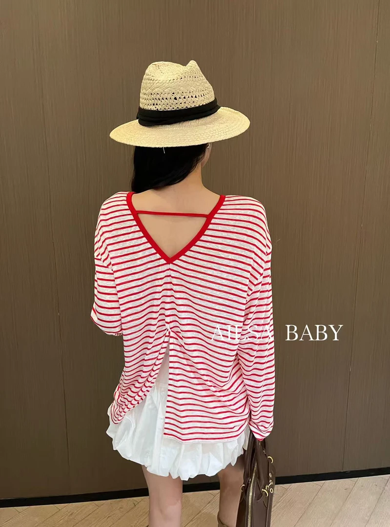 【AILSA BABY】欧货后背开叉正反两面穿条纹上衣/41703A