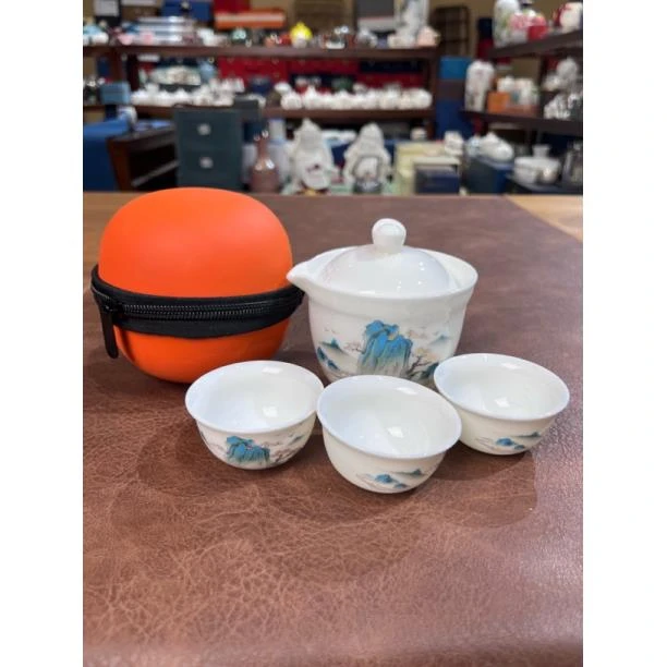 364迎客松江山一壶三杯旅行茶具