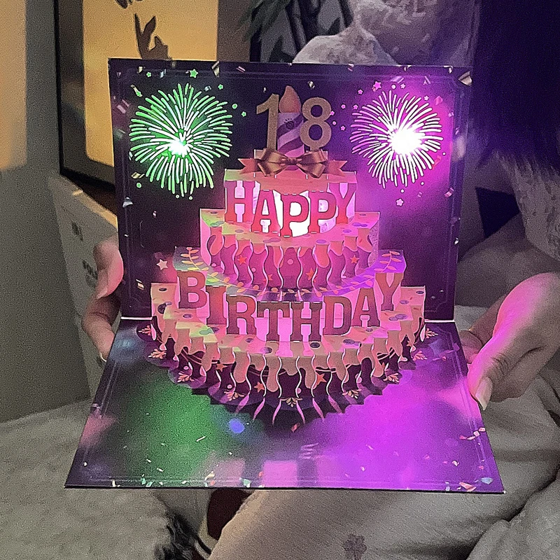 【吹蜡烛许愿】3d创意生日贺卡烟花DIY年龄高级感ins生日礼物送女生