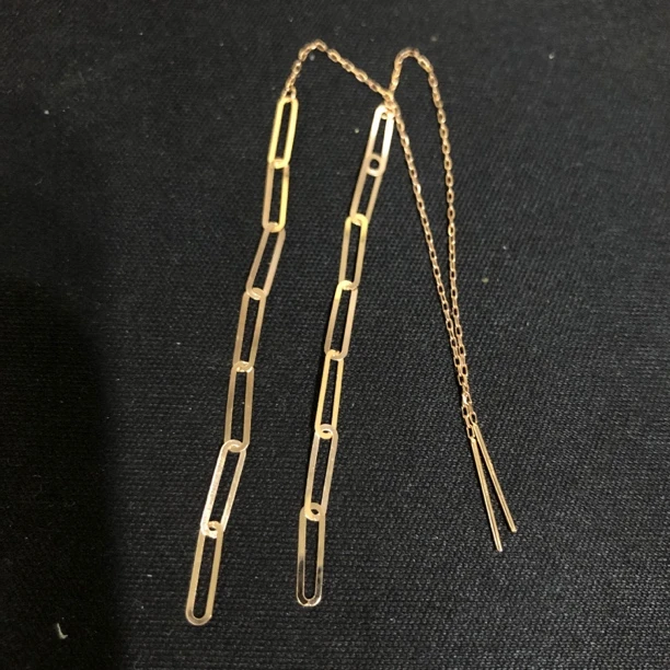 14k玫瑰金耳线气质时尚百搭简约