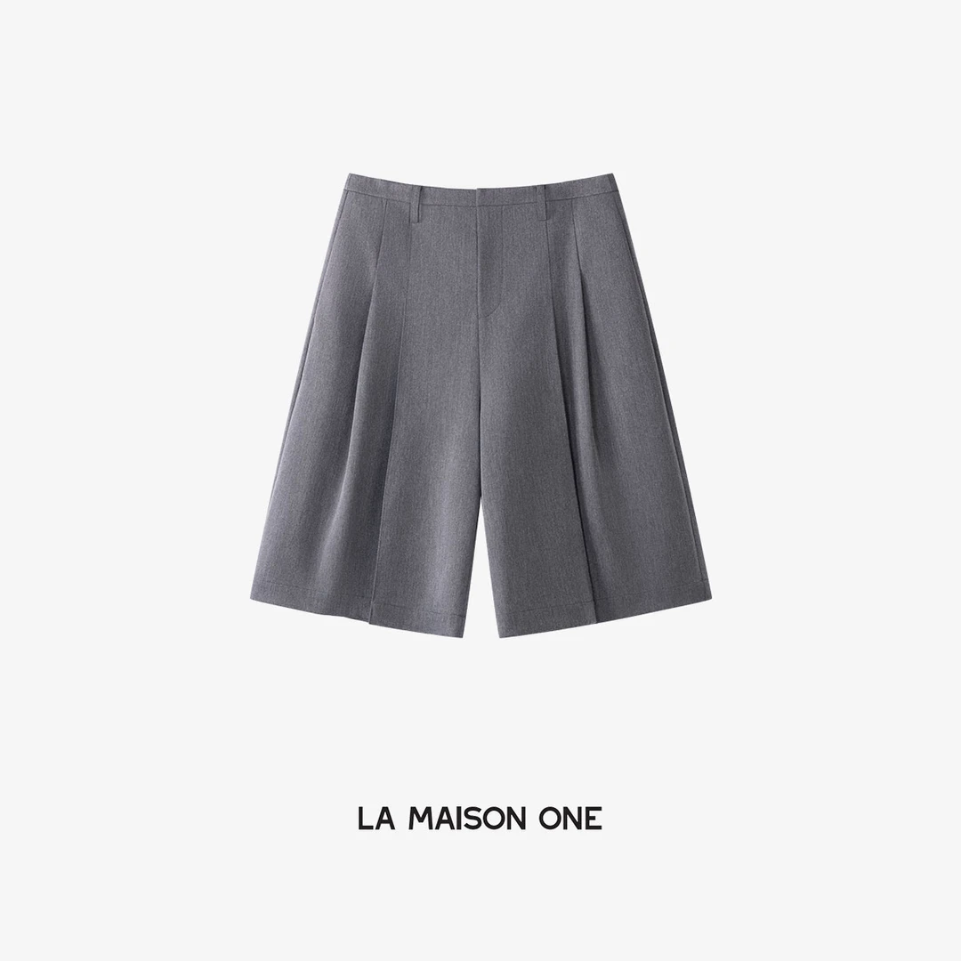 LA MAISON ONE 灰色中裤慵懒风休闲短裤L253K120