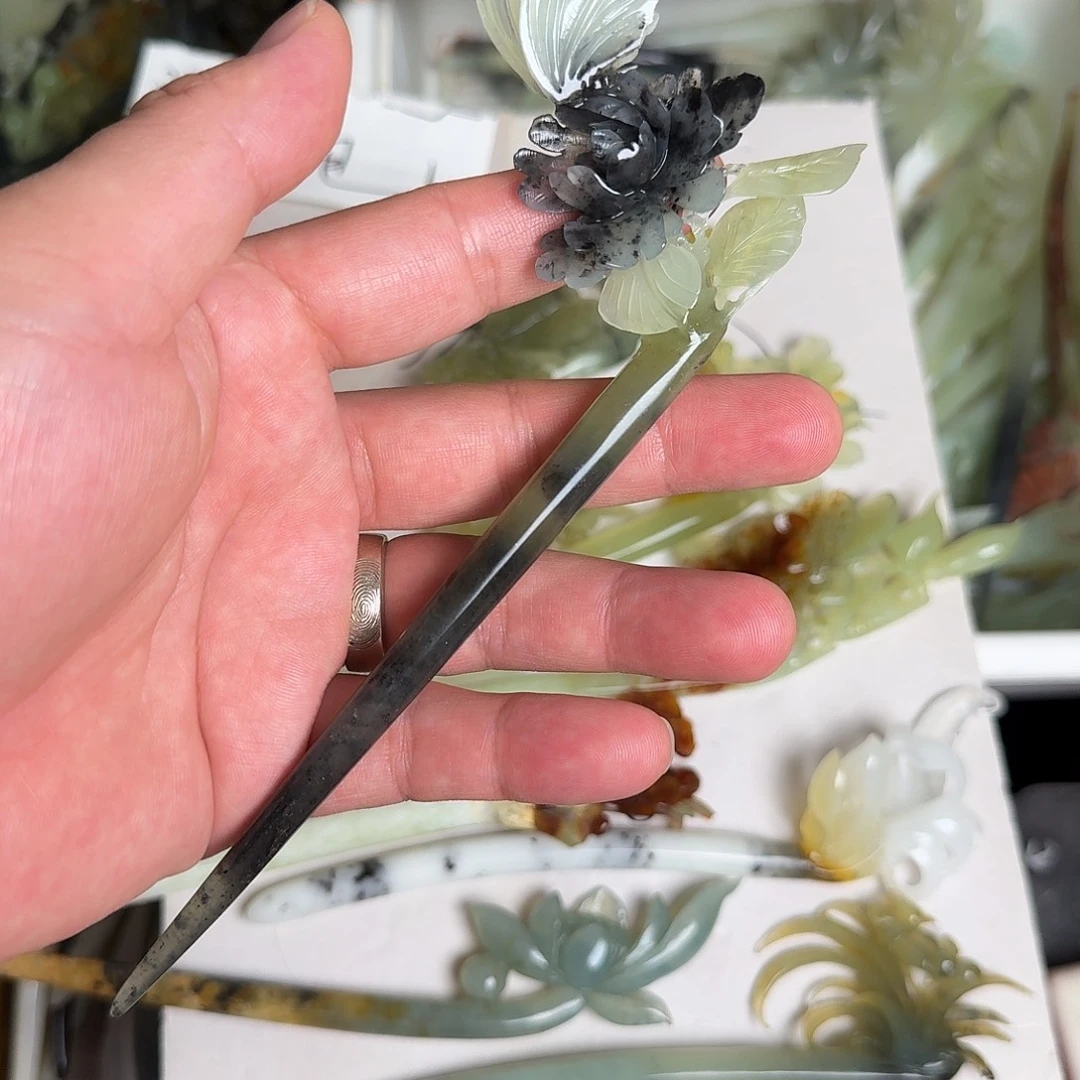 蛇纹石玉未镶嵌发饰
