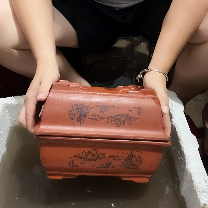 宜兴紫砂花盆26+26红马槽