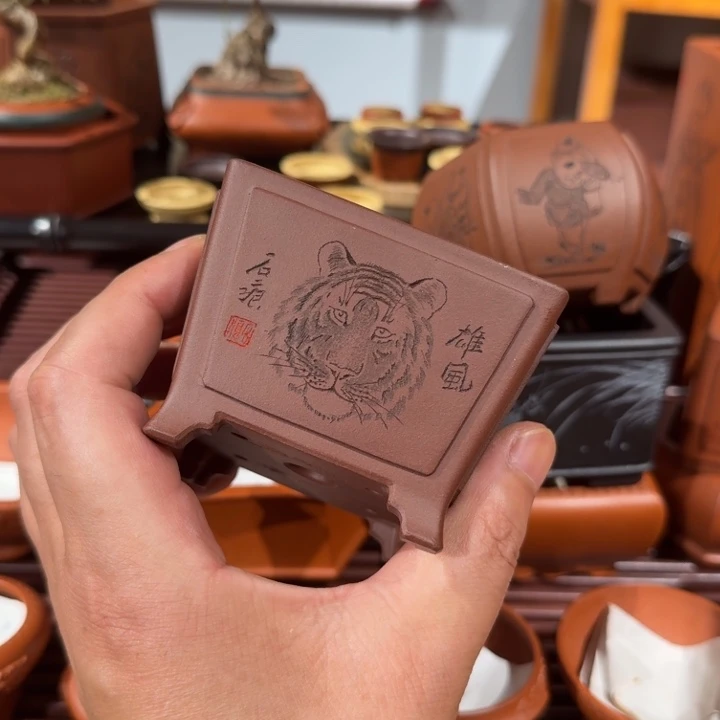随***8紫砂花盆全手工制作