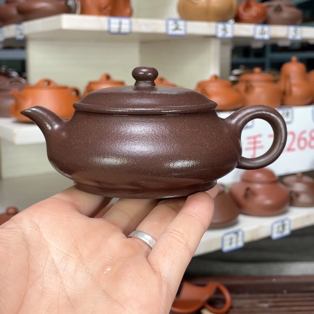 紫砂茶壶黑墩头全手工180毫升