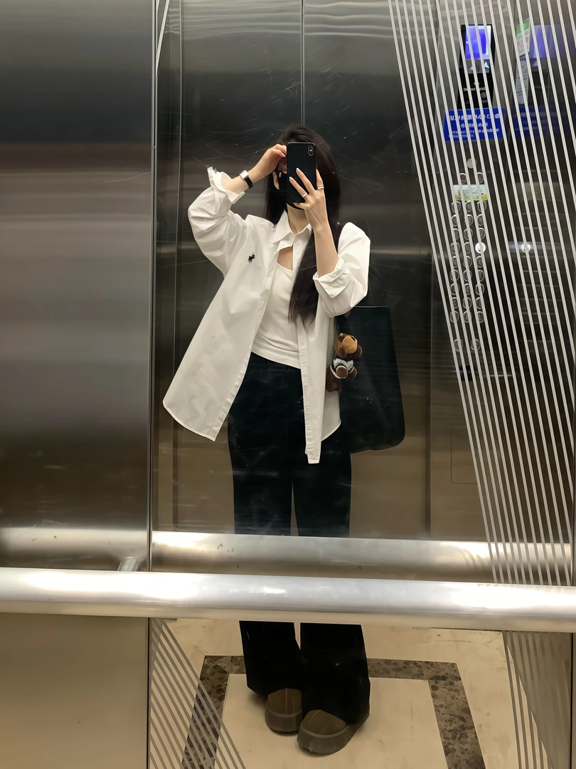 2025早秋新款简约通勤白色衬衫女中长款显瘦百搭防嗮衬衣开衫外套