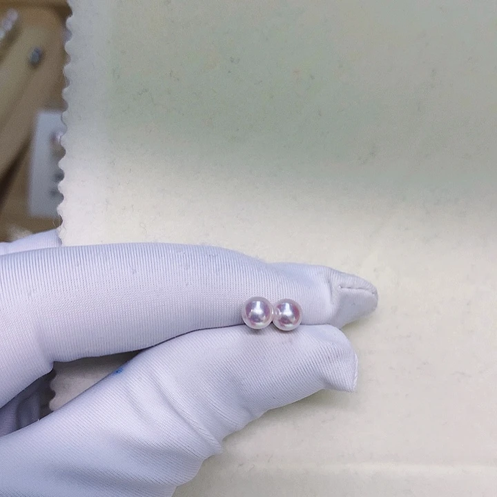 海水珍珠耳钉4.5-518K金镶嵌