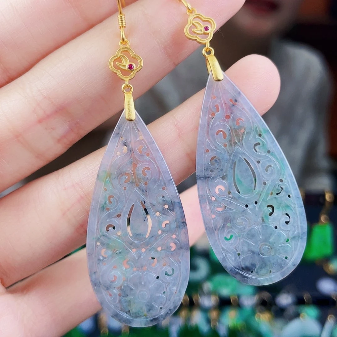 翡翠银S925镶嵌耳饰饰品