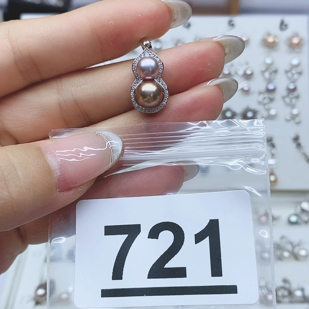 戒指银S925镶嵌淡水珍珠小*灰721