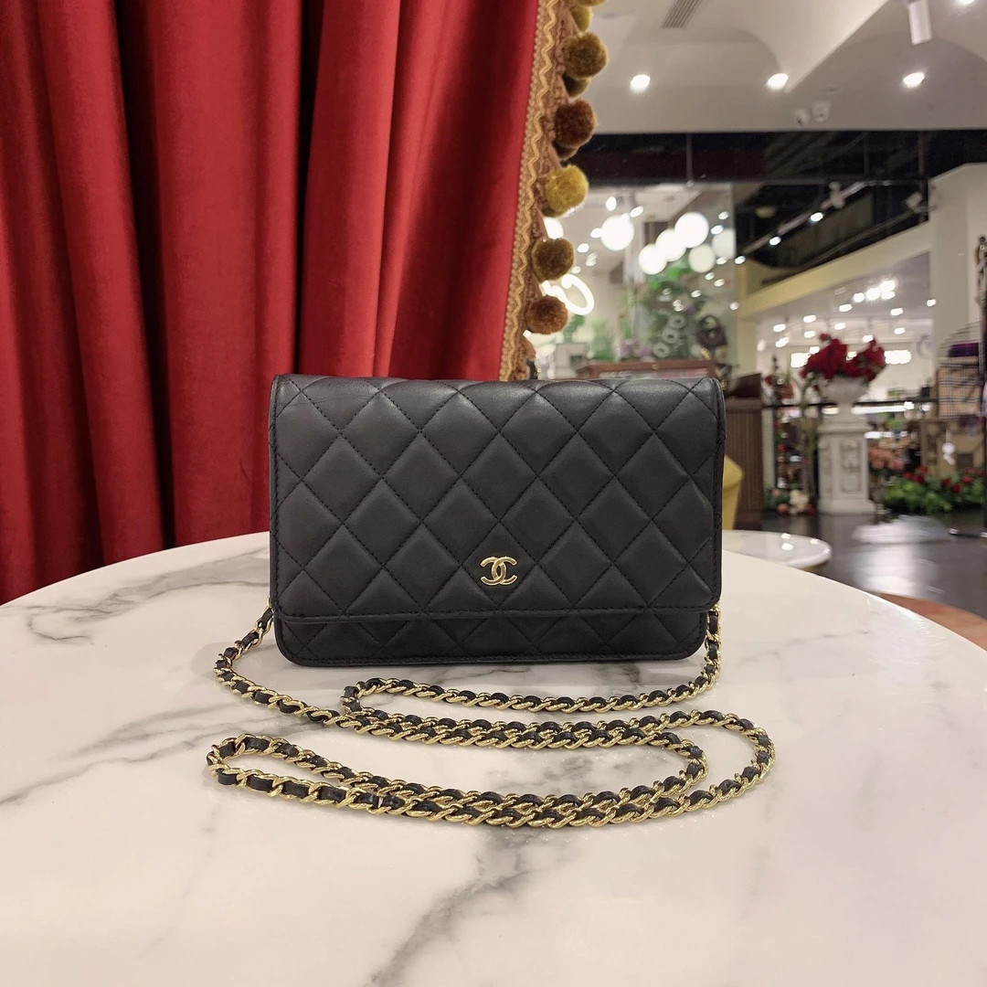 95新 Chanel/香奈儿 香奈儿/香奈儿发财woc黑金羊皮/28950873尾款