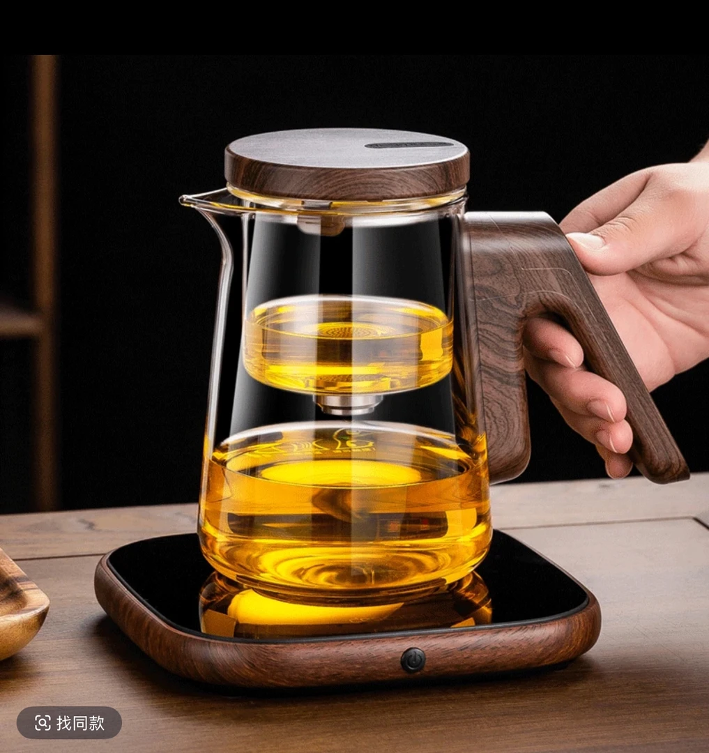 顶壶磁吸飘逸杯全玻璃内胆茶水分离泡茶壶简约适合家用办公室使用