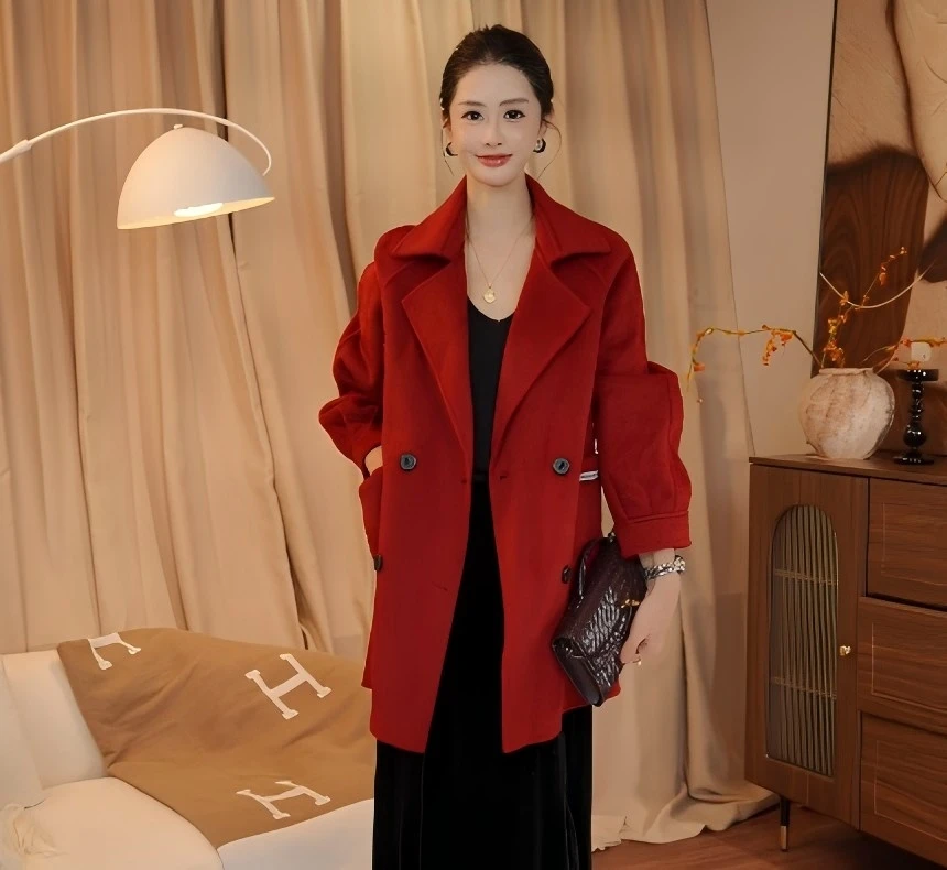 【多多专属】秋冬新款气质中长款柔软宽松版加厚保暖韩版呢子大衣