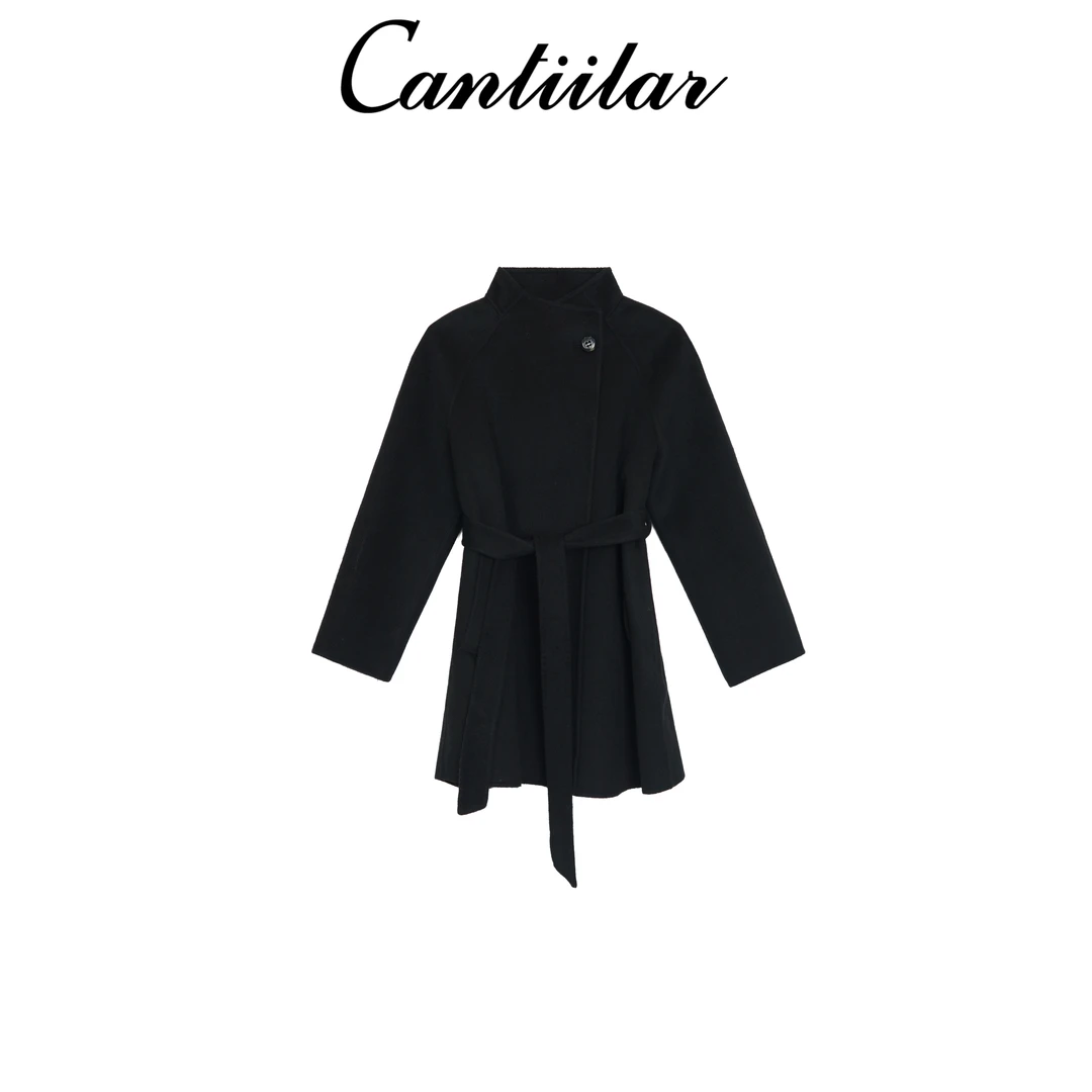 CANTIILAR  “女主人”立领气质山羊绒羊毛呢大衣外套  DY1005