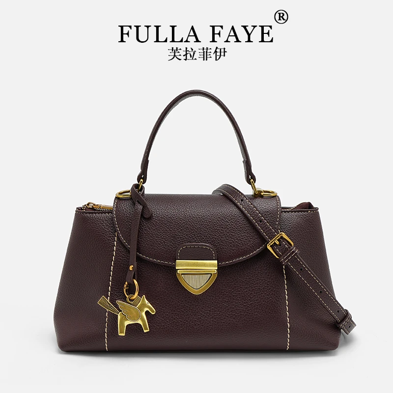 【FU】[马年限定]早春新款轻奢通勤百搭手提单肩斜跨包-咖啡色8349