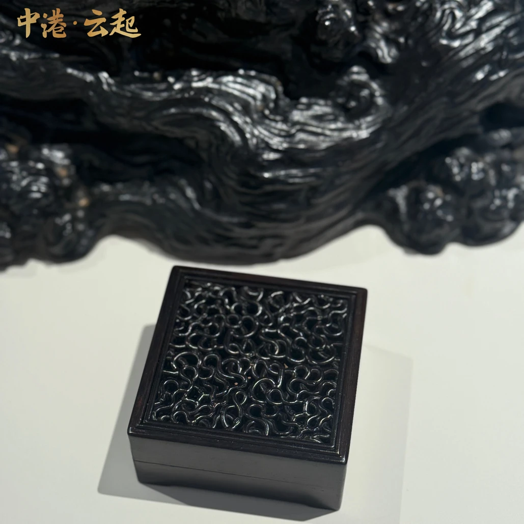 紫光檀木雕故宫复刻正方全独板香盒文玩珠宝收纳盒精雕小方盒仿古