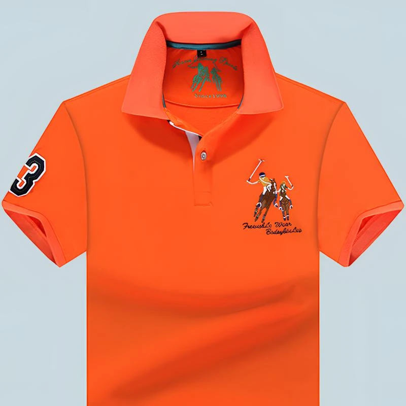 锋范保罗短袖t恤男橙色休闲加肥加大码马标POLO衫旗舰店正品