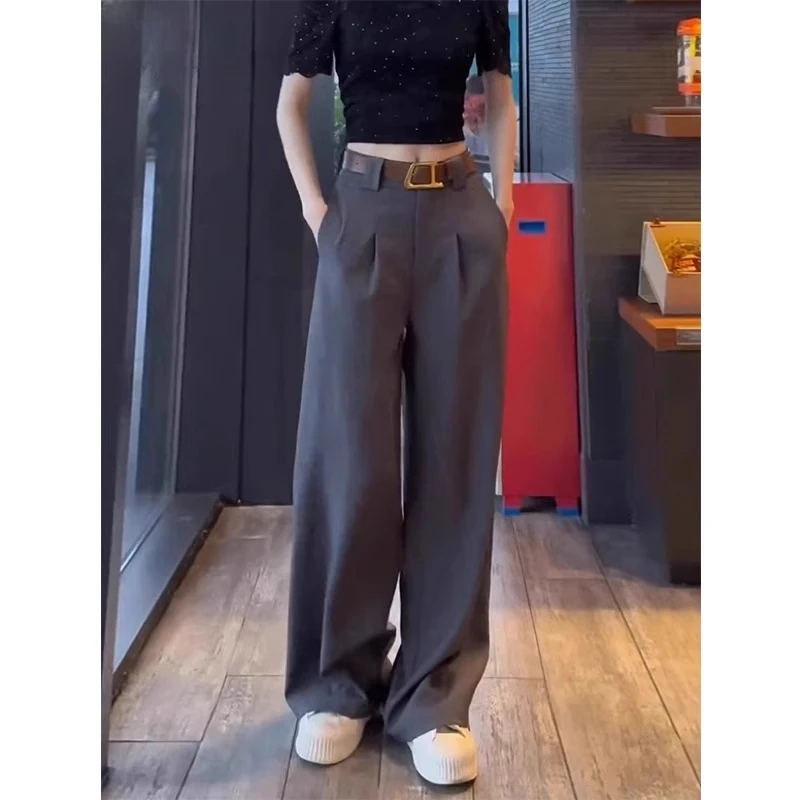 高级感西装阔腿裤女2025秋季新款胖mm大码高腰垂感宽松休闲直筒裤