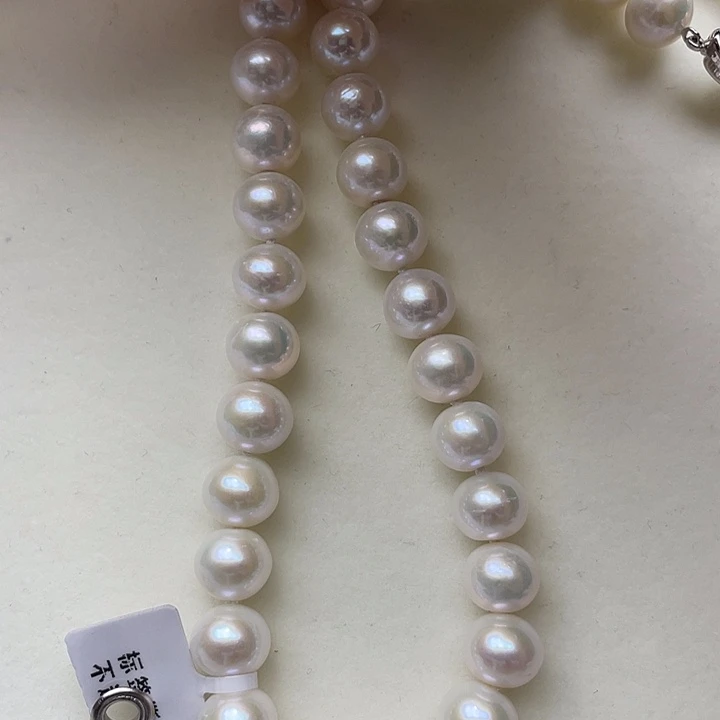 淡水珍珠银S925镶嵌颈饰卡10-11极光炫彩高品