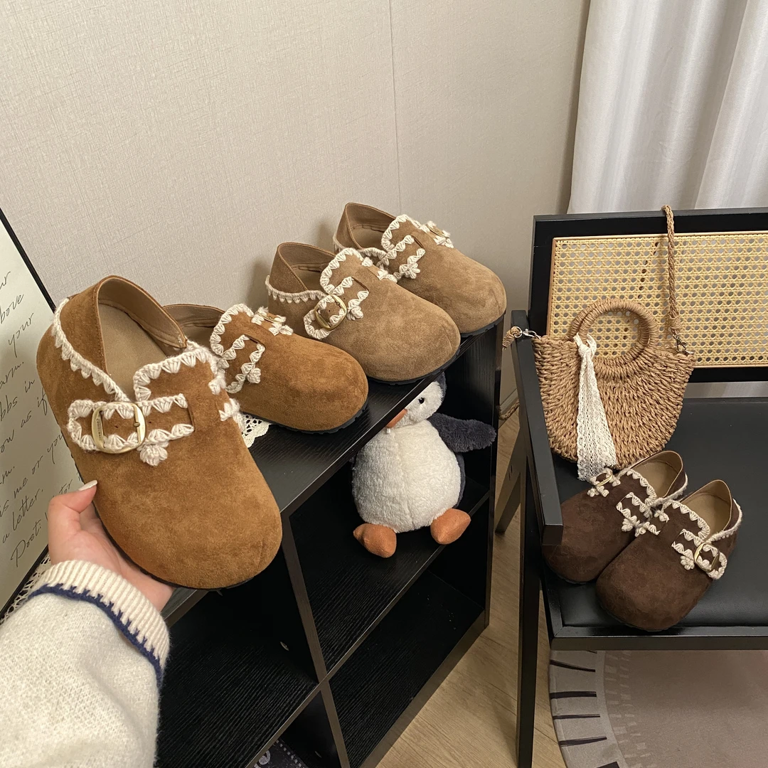 秋季新款勃肯鞋刺绣内增高小个子森系网红韩版踩包两穿百搭包头拖