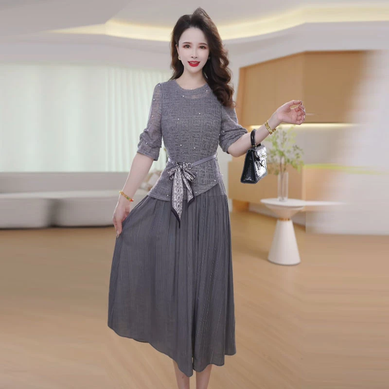 【两件套】早秋时尚女神修身洋气宽松气质百搭显瘦减龄连衣裙