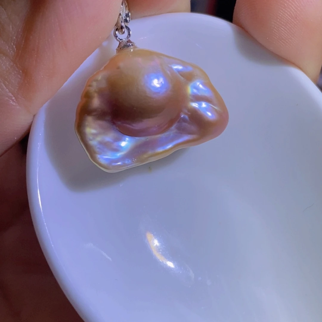 银S925镶嵌淡水珍珠微瑕