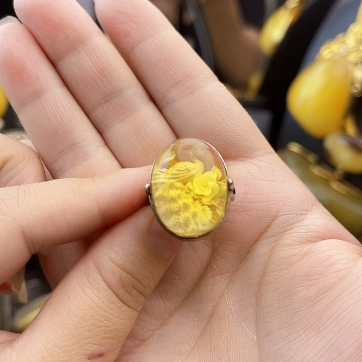 琥珀银S925镶嵌裸石