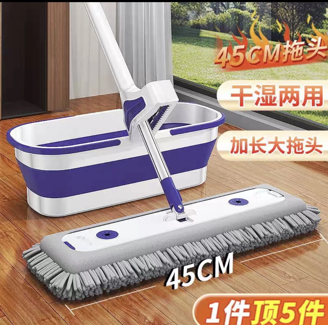 雪尼尔免手洗平板拖把新款大号拖布干湿拖把家用旋转加大加厚拖地