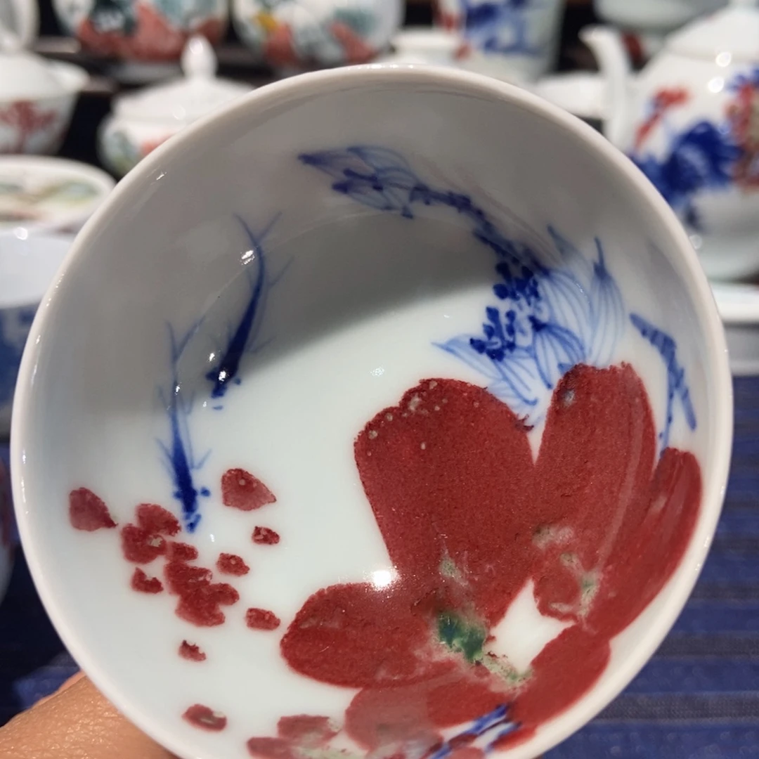 杯景德镇陶瓷手绘釉里红