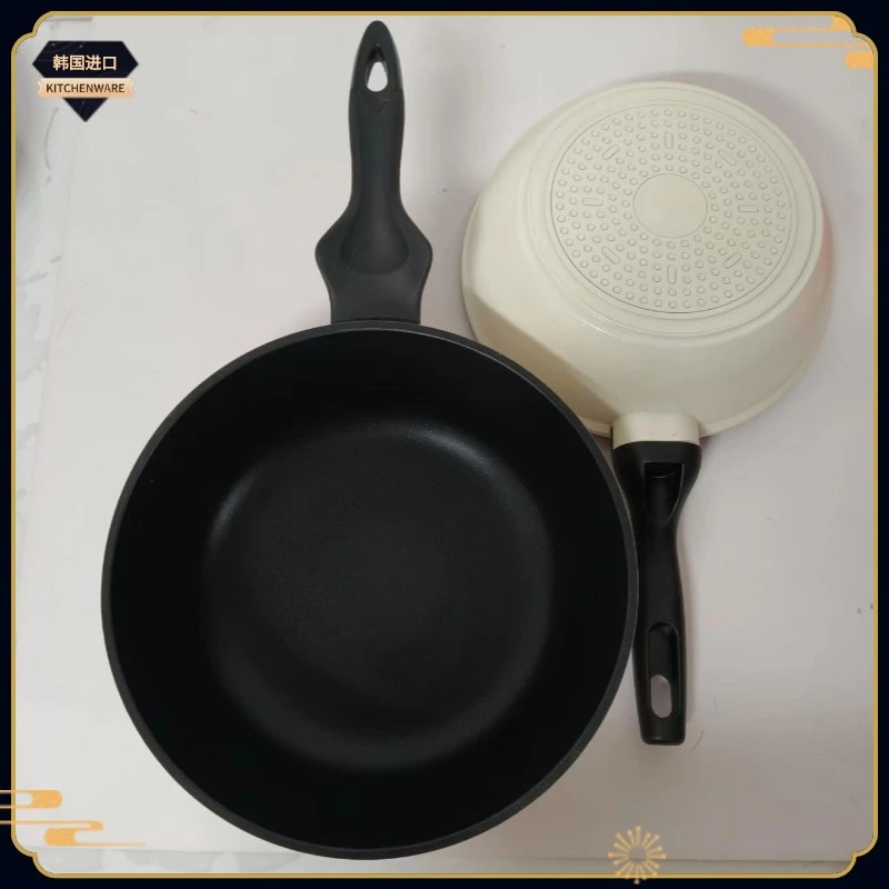 韩国原装进口-NO-白色陶瓷涂层不粘锅炒锅煎锅