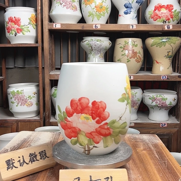 摆件但盆红牡丹款陶瓷陶瓷