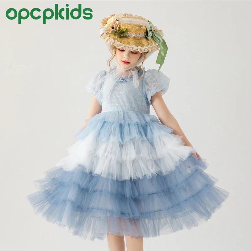 OPCP儿童连衣裙夏季新款女童高端礼服蓬蓬裙女孩大摆公主裙25041