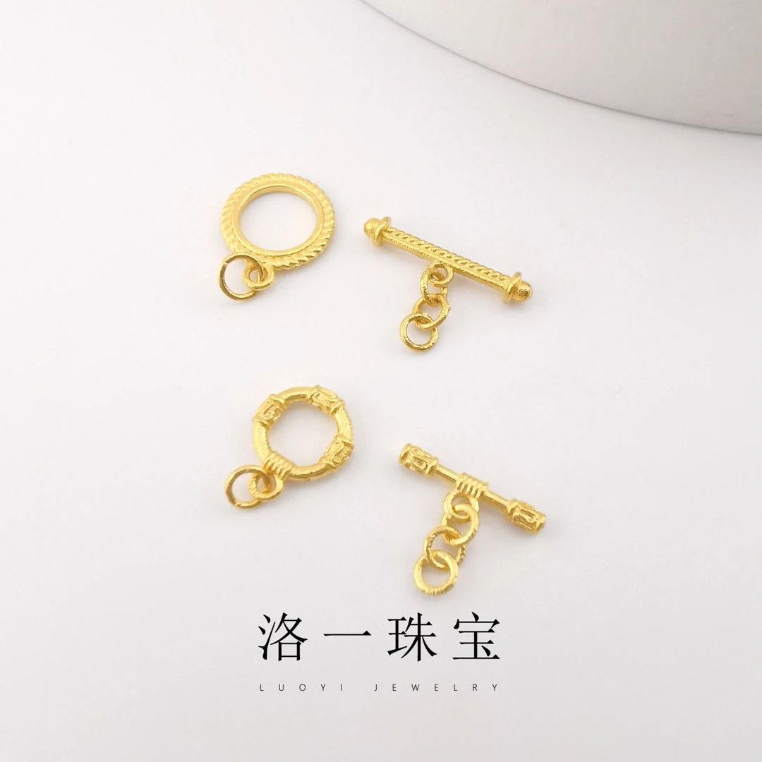 【洛一珠宝】【18K金】真金配件古法实心金OT扣项链手串百搭系列