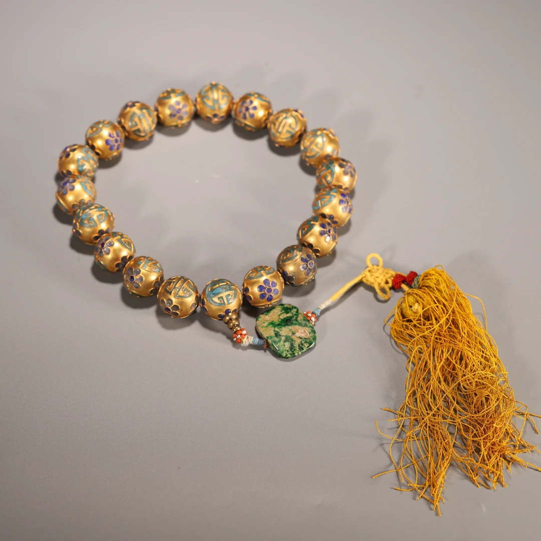 Lot30清代 铜鎏金寿字纹宫廷十八子摆件