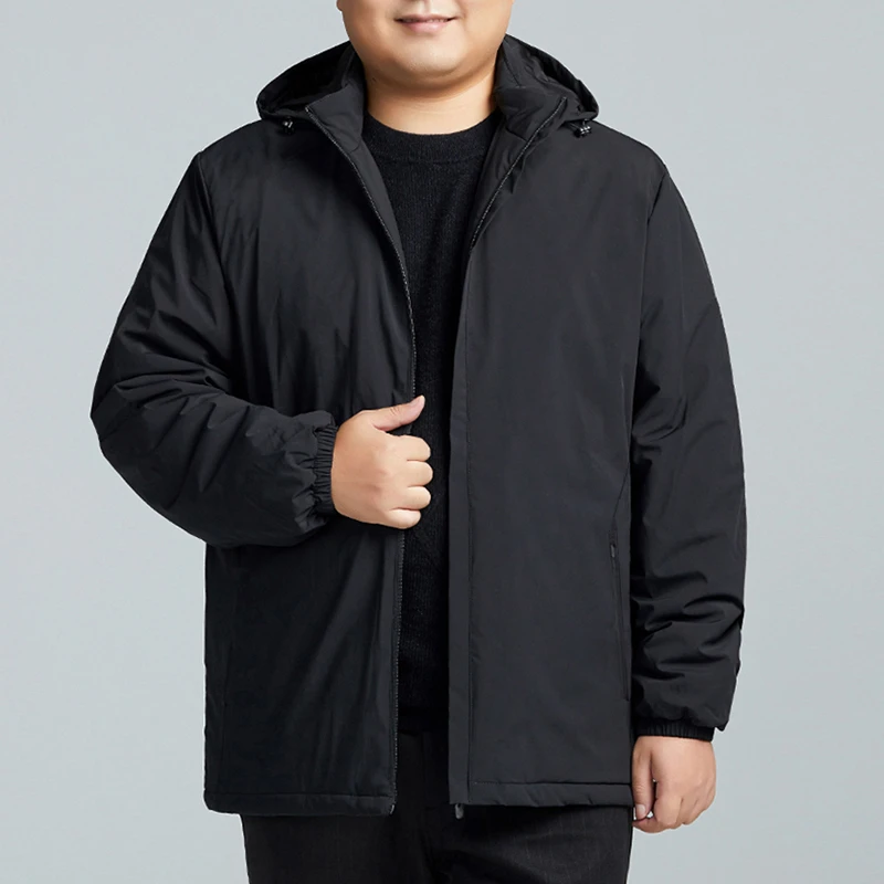 男士棉衣加肥加大码秋冬连帽防风防寒夹棉外套男胖子宽松保暖棉服