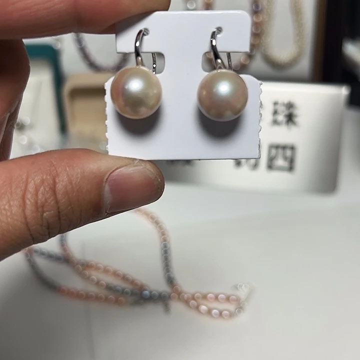 淡水珍珠耳饰银S925镶嵌