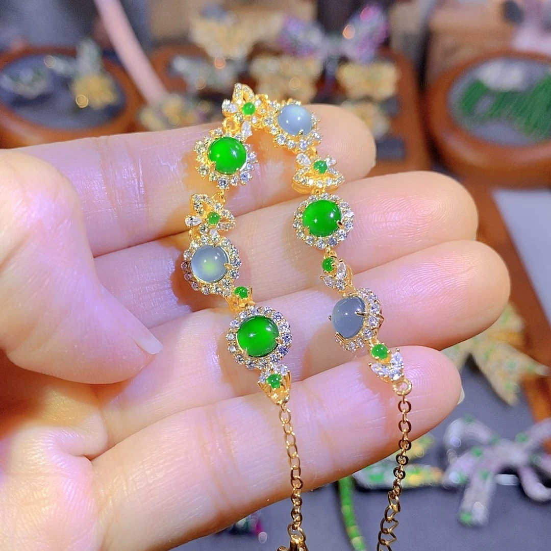 颈饰银S925镶嵌翡翠