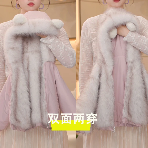 【米拉7】女童冬装外套2025新款中大童洋气保暖加绒加厚连帽上衣