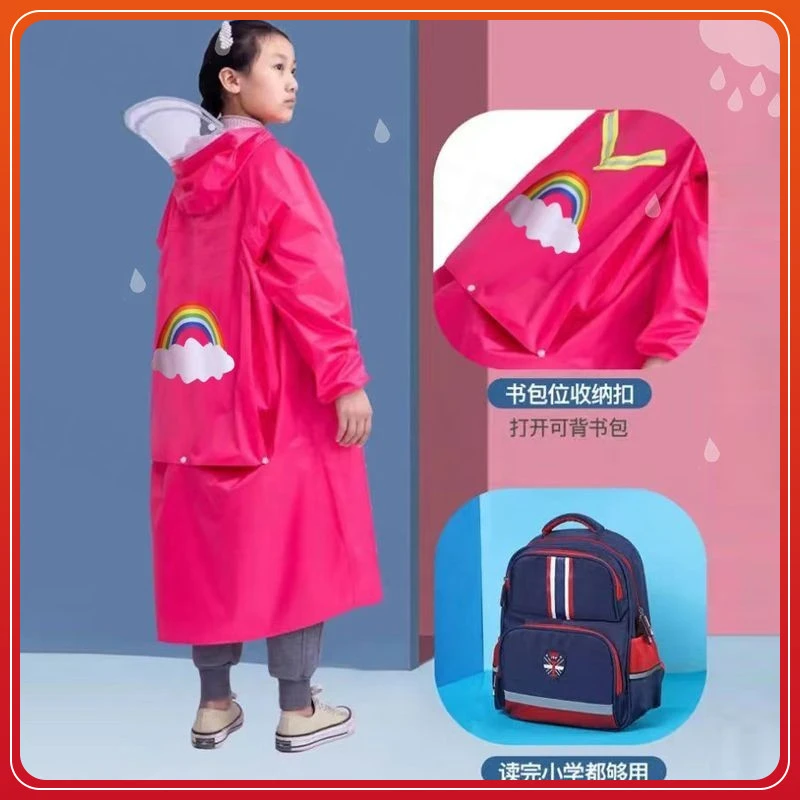 户外雨衣儿童6-12岁书包加厚雨衣防暴雨轻便儿童雨衣幼儿园雨衣