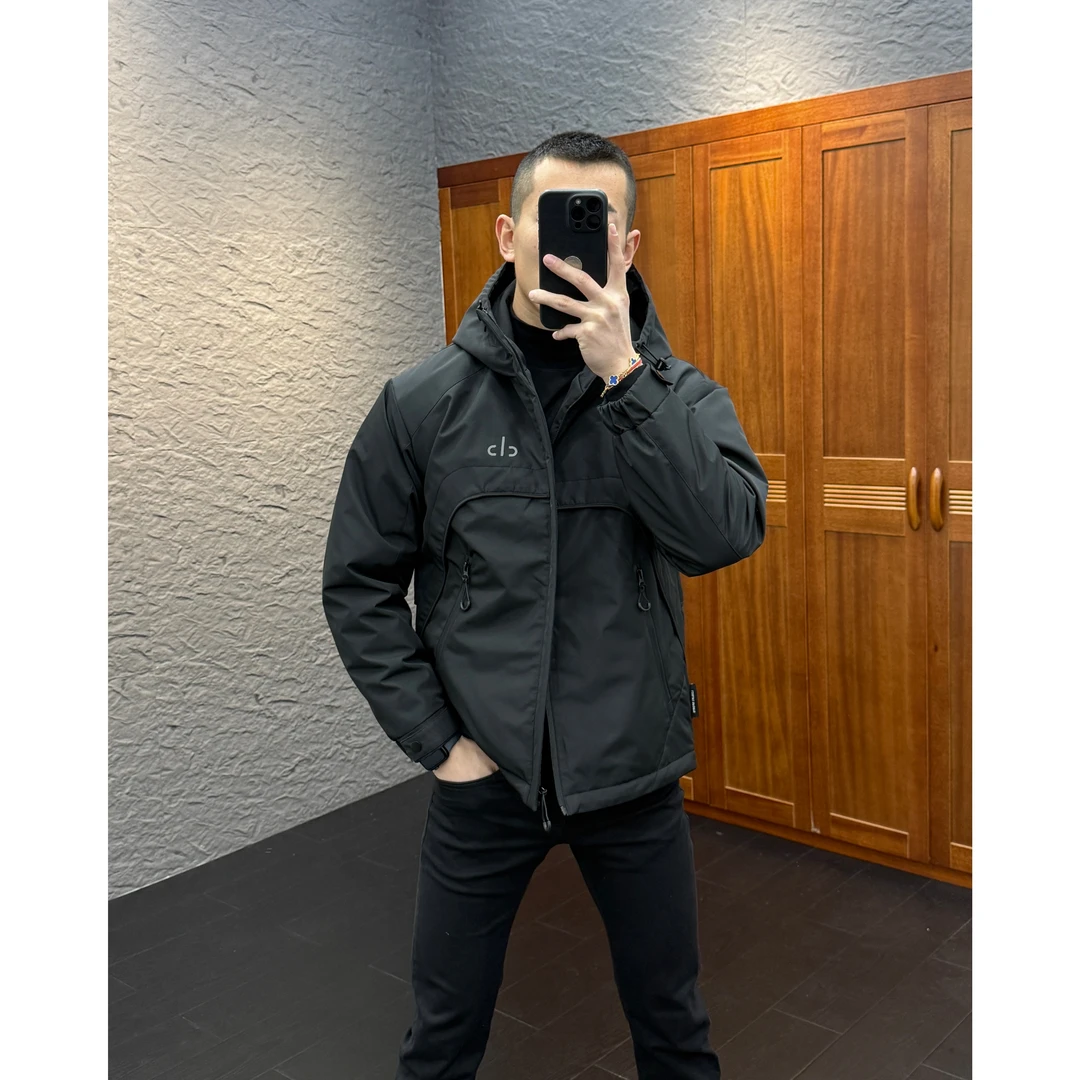 2025秋冬新款时尚休闲百搭净版连帽纯色男士棉服夹克外套88802