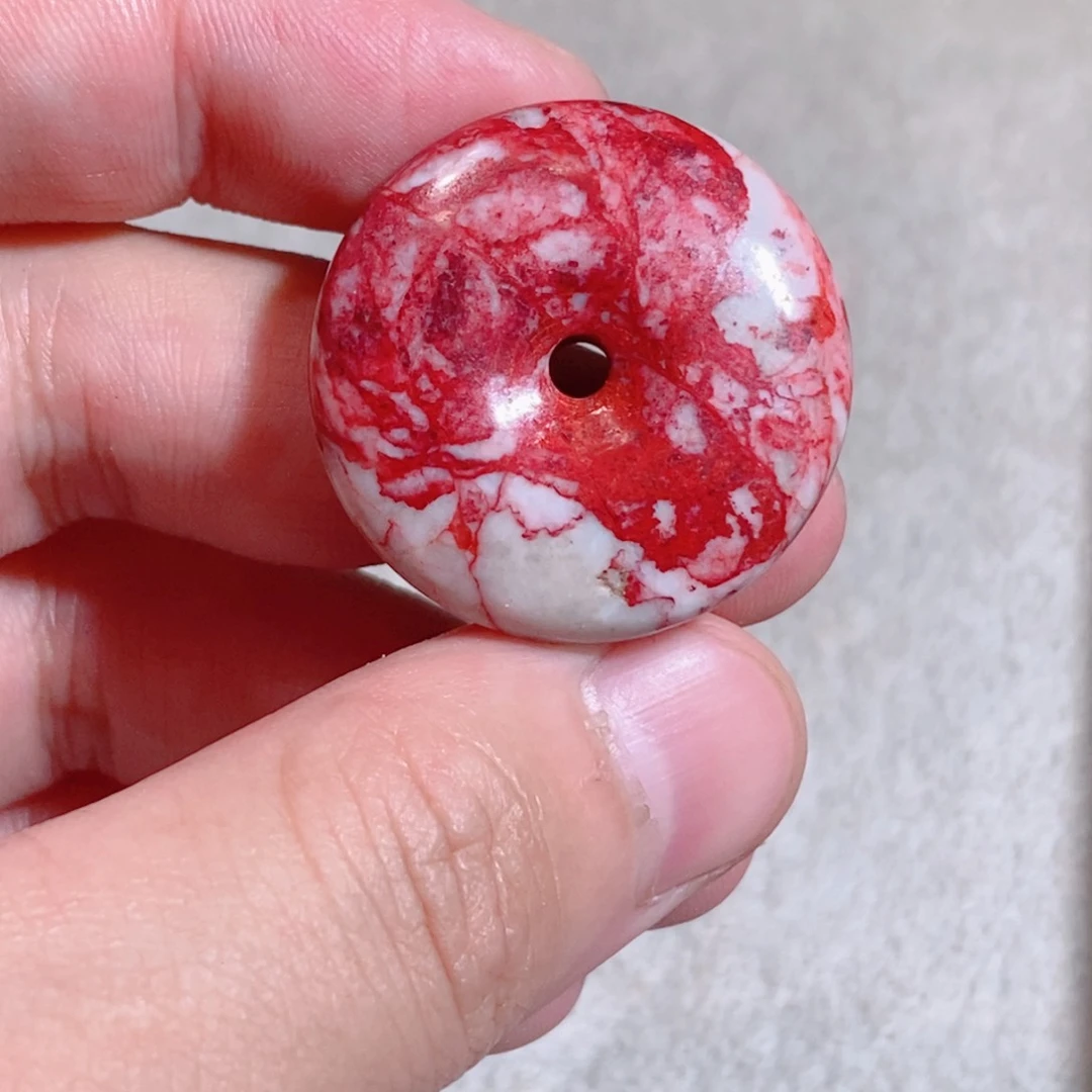 天然辰砂原石平安扣