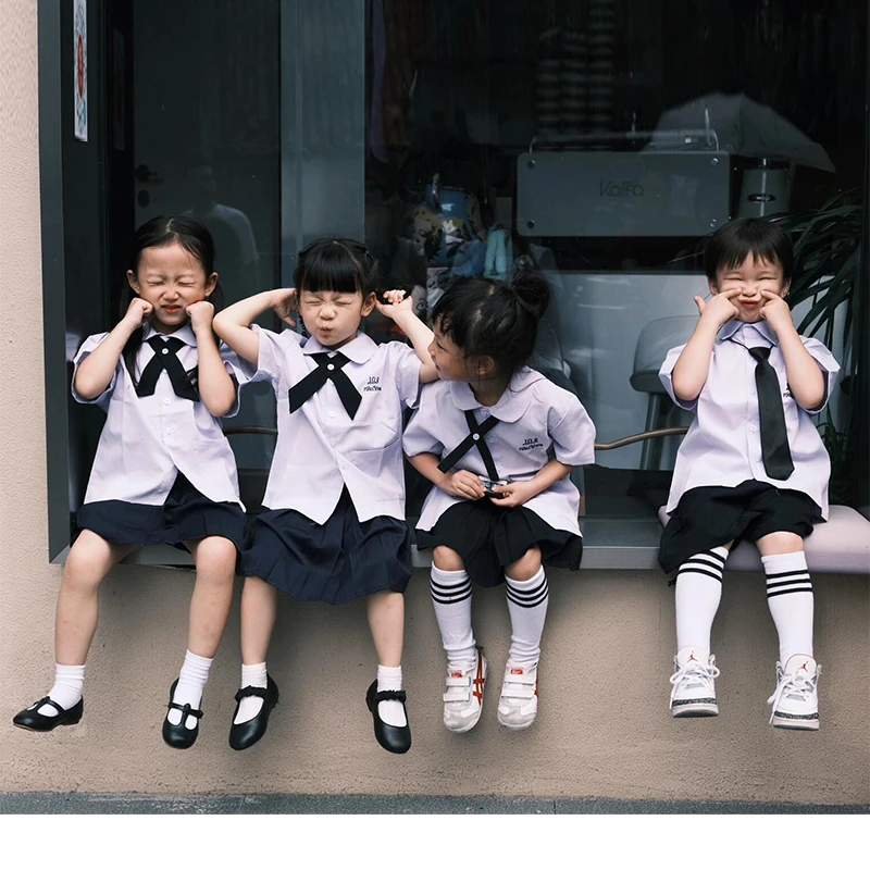 泰国泰式儿童校服女童jk套装夏季幼儿园中小学生学院风毕业照班服